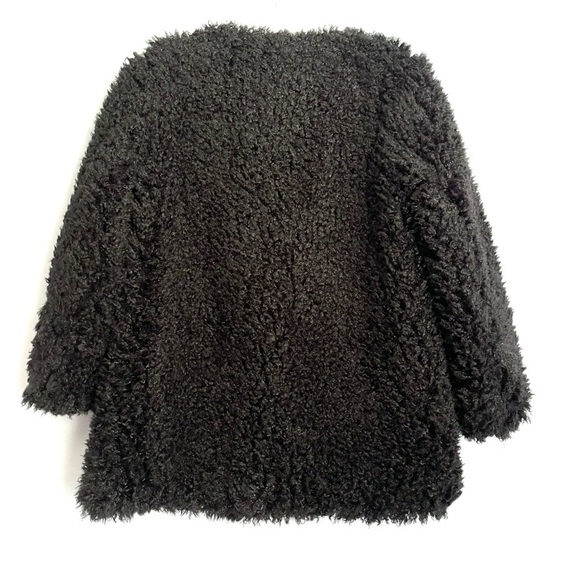 𝅺new Mango Black Faux Fur Coat US XS - Picture 3 of 8